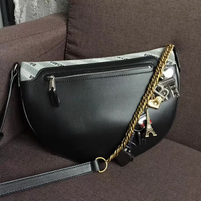 BALENCIAG巴黎世家 半月腰包 帆布材質 滿飾Balenciaga標識提花  BL1813
